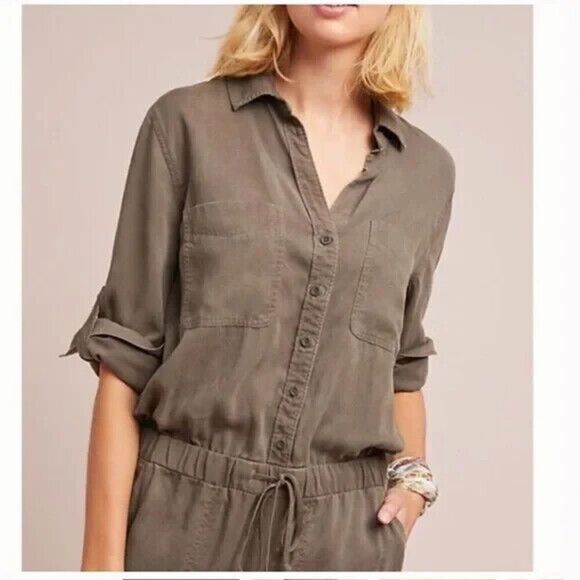 Cloth & Stone Amelia Utility Jumpsuit M Olive Boho utility army - Picture 1 of 16